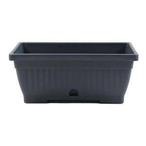 Jardiniera din plastic Verbena, cu suport, interior / exterior, dreptunghiulara, gri, 40 x 20 x 15.5 cm
