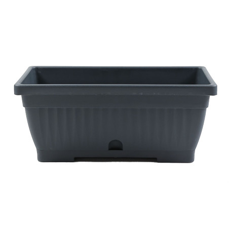 Jardiniera din plastic Verbena, cu suport, interior / exterior, dreptunghiulara, gri, 40 x 20 x 15.5 cm