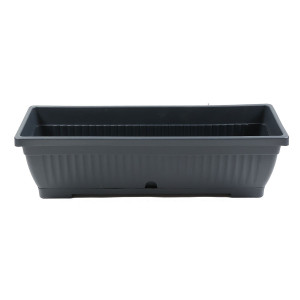 Jardiniera din plastic Verbena, cu suport, interior / exterior, dreptunghiulara, gri, 60 x 20 x 15.5 cm