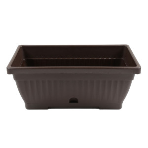 Jardiniera din plastic Verbena, cu suport, interior / exterior, dreptunghiulara, maro, 40 x 19.7 x 15.7 cm
