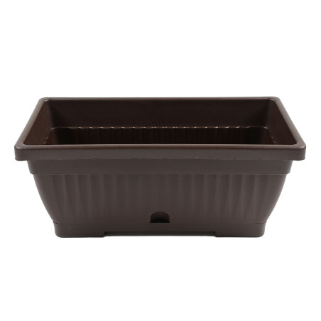 Jardiniera din plastic Verbena, cu suport, interior / exterior, dreptunghiulara, maro, 40 x 19.7 x 15.7 cm