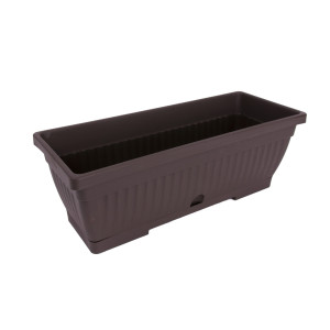 Jardiniera din plastic Verbena, cu suport, interior / exterior, dreptunghiulara, maro, 50 x 19.5 x 15.5 cm