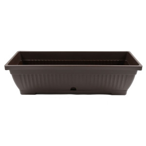Jardiniera din plastic Verbena, cu suport, interior / exterior, dreptunghiulara, maro, 60 x 20 x 15.5 cm