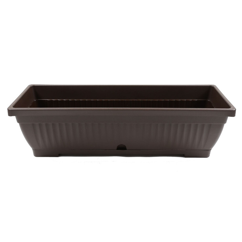 Jardiniera din plastic Verbena, cu suport, interior / exterior, dreptunghiulara, maro, 60 x 20 x 15.5 cm