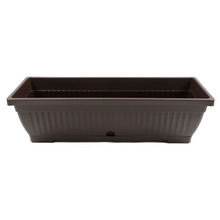 Jardiniera din plastic Verbena, cu suport, interior / exterior, dreptunghiulara, maro, 60 x 20 x 15.5 cm