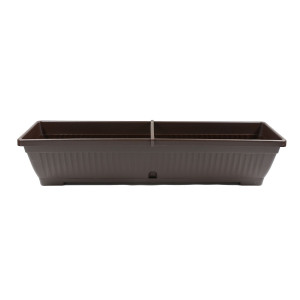 Jardiniera din plastic Verbena, cu suport, interior / exterior, dreptunghiulara, maro, 80 x 20 x 15.5 cm
