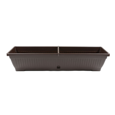 Jardiniera din plastic Verbena, cu suport, interior / exterior, dreptunghiulara, maro, 80 x 20 x 15.5 cm