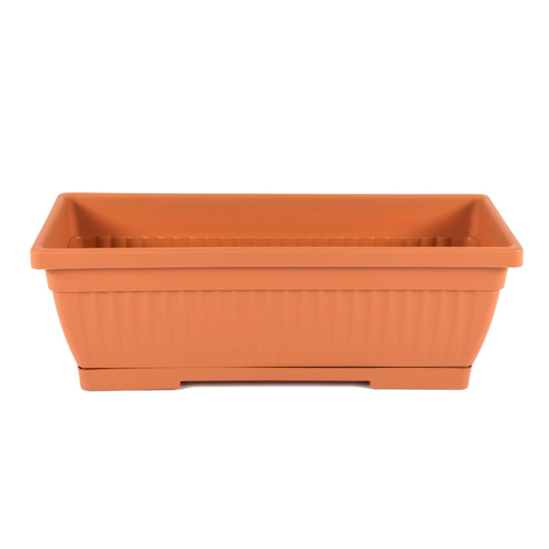 Jardiniera din plastic Verbena, cu suport, interior / exterior, dreptunghiulara, teracota, 50 x 19.5 x 15.5 cm Jardiniera din plastic Verbena, cu suport, interior / exterior, dreptunghiulara, teracota, 50 x 19.5 x 15.5 cm