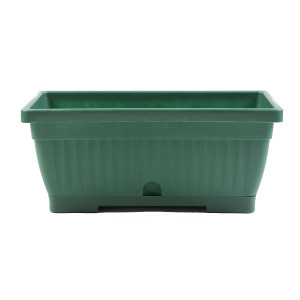 Jardiniera din plastic Verbena, cu suport, interior / exterior, dreptunghiulara, verde, 40 x 20 x 15.5 cm