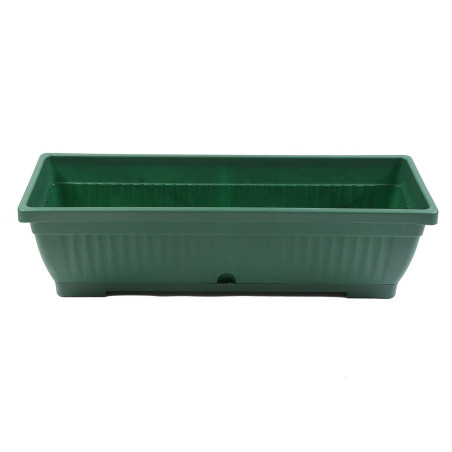 Jardiniera din plastic Verbena, cu suport, interior / exterior, dreptunghiulara, verde, 60 x 20 x 15.5 cm