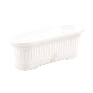 Jardiniera din plastic Verbena, cu suport, interior / exterior, ovala, alb, 30 x 10.5 cm