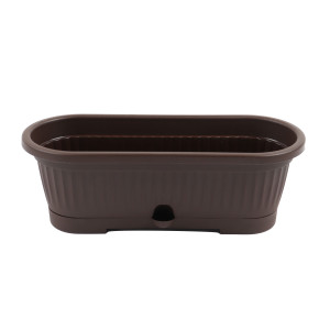 Jardiniera din plastic Verbena, cu suport, interior / exterior, ovala, maro, 30 x 10.5 cm