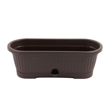 Jardiniera din plastic Verbena, cu suport, interior / exterior, ovala, maro, 30 x 10.5 cm