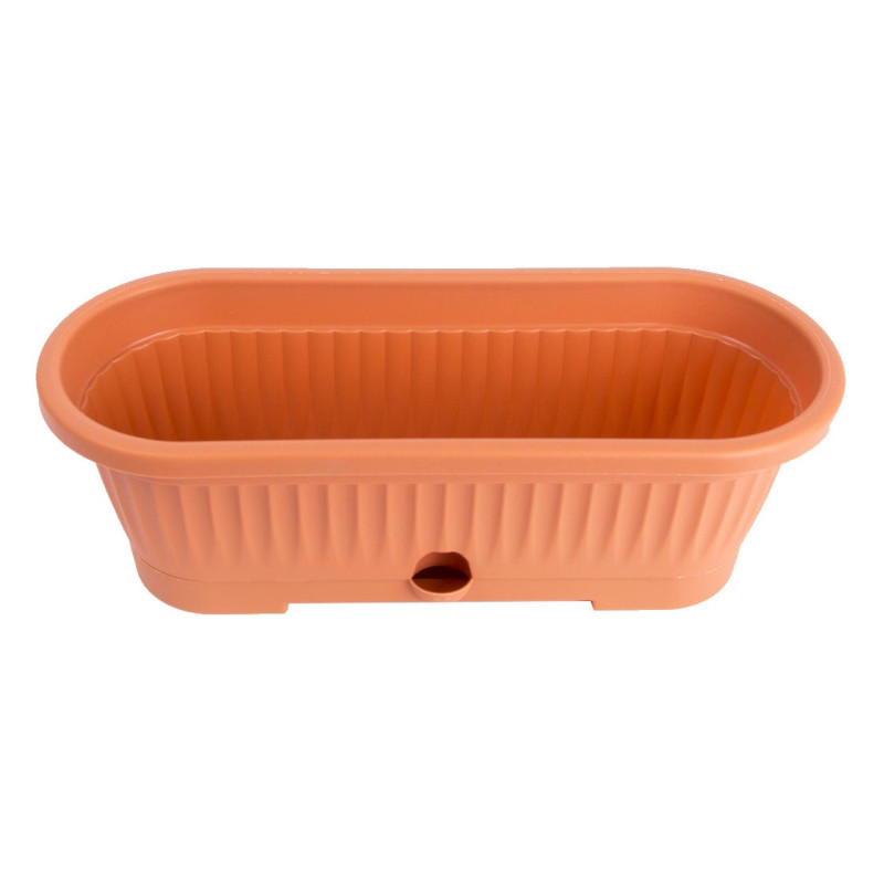 Jardiniera din plastic Verbena, cu suport, interior / exterior, ovala, teracota, 30 x 10.5 cm Jardiniera din plastic Verbena, cu suport, interior / exterior, ovala, teracota, 30 x 10.5 cm