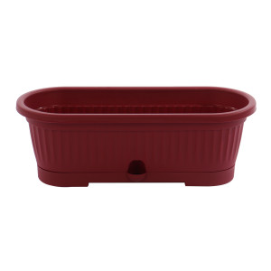 Jardiniera din plastic Verbena, cu suport, interior / exterior, ovala, visiniu, 30 x 12.4 x 12.4 cm