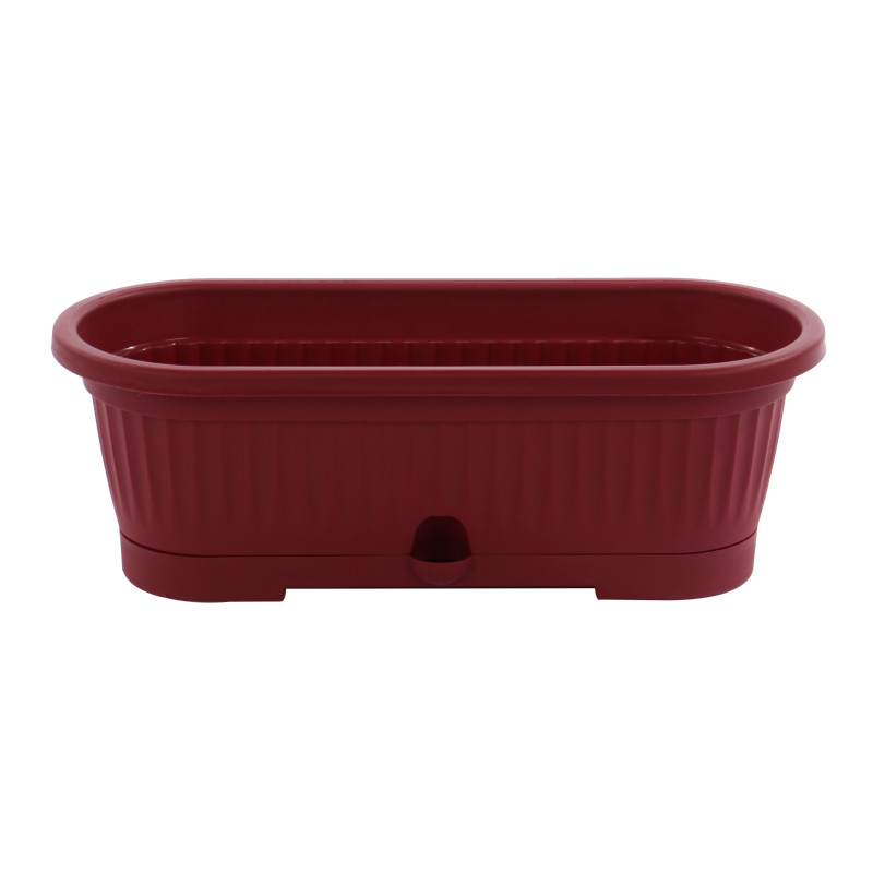 Jardiniera din plastic Verbena, cu suport, interior / exterior, ovala, visiniu, 30 x 12.4 x 12.4 cm