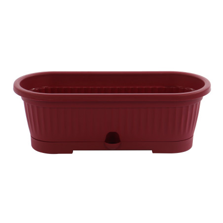 Jardiniera din plastic Verbena, cu suport, interior / exterior, ovala, visiniu, 30 x 12.4 x 12.4 cm