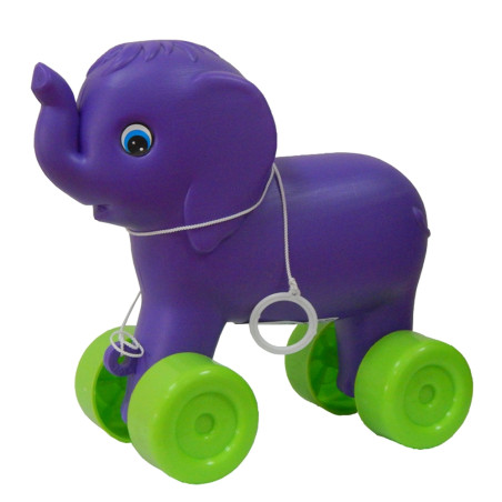 Jucarie de tras, pentru copii, elefant, din plastic, diverse culori, 23 x 12 x 22 cm
