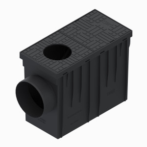 Kit camin scurgere burlan Vodaland, PP, negru, iesire orizontala, A15, 315 x 220 x 140 mm