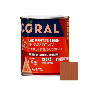 Lac pentru lemn, Coral, alun, pe baza de apa, interior / exterior, 0.75 L