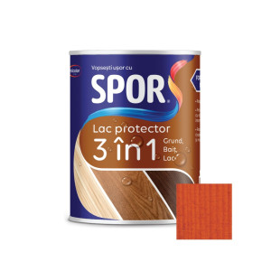 Lac protector 3 in 1 pentru lemn, Spor, cires, lucios, interior / exterior, 0.75 L