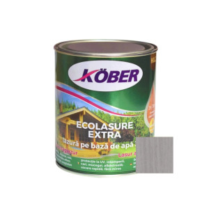 Lac / lazura 3 in 1 pentru lemn, Kober Ecolasure Extra, gri nordic, pe baza de apa, interior / exterior, 0.75 L