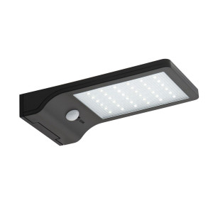 Lampa solara cu LED Hoff, 300 lm, lumina rece, cu senzor de miscare, negru, IP44, exterior, modern