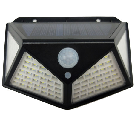 Lampa solara cu LED Hoff, 4 W, 280 lm, lumina rece, cu senzor de miscare, 3 moduri de iluminare, negru, IP65, exterior, modern