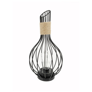 Lampa solara LED Hoff, decor cu bec filament, metal, H 30.5 cm, neagra, exterior