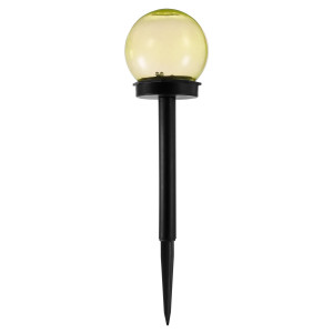 Lampa solara LED Hoff, glob, plastic, D 10 cm, H 38 cm, galben, exterior