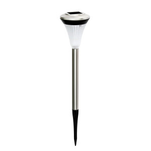 Lampa solara LED Hoff, inox + plastic, lumina rece, H 34 cm, argintiu, exterior