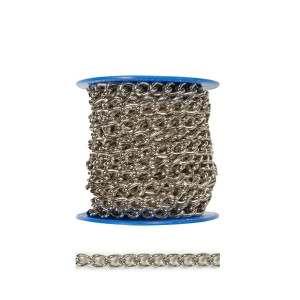 Lant din otel, Vormann, pentru uz casnic / delimitari, cu za ovala, argintiu, 2.5 mm