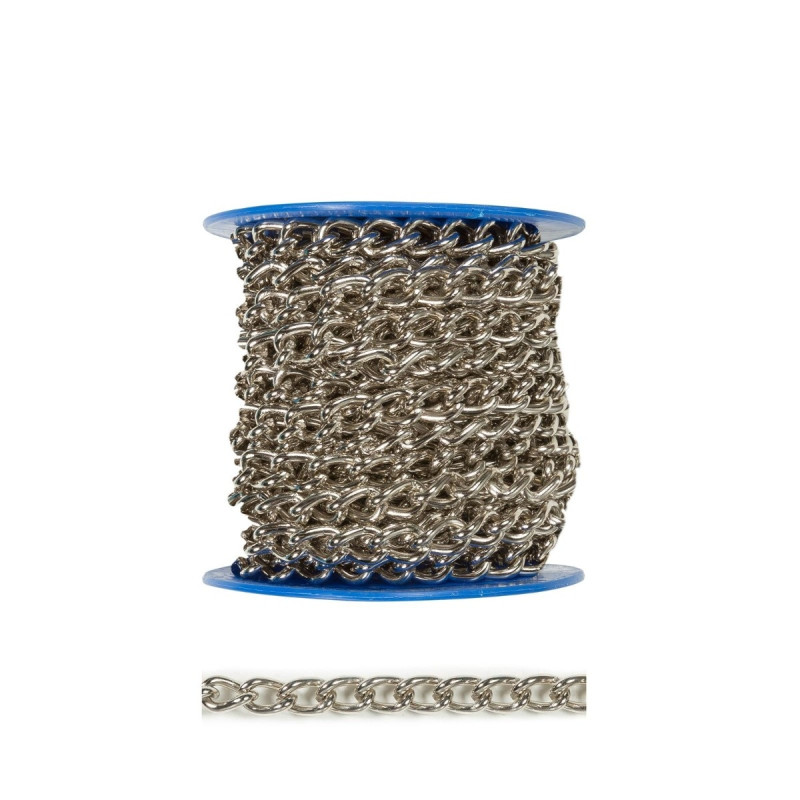 Lant din otel, Vormann, pentru uz casnic / delimitari, cu za ovala, argintiu, 2.5 mm