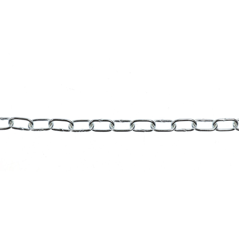 Lant din otel zinco-cromat, Cablero, pentru uz casnic / delimitari, cu za ovala, argintiu, 2.2 mm