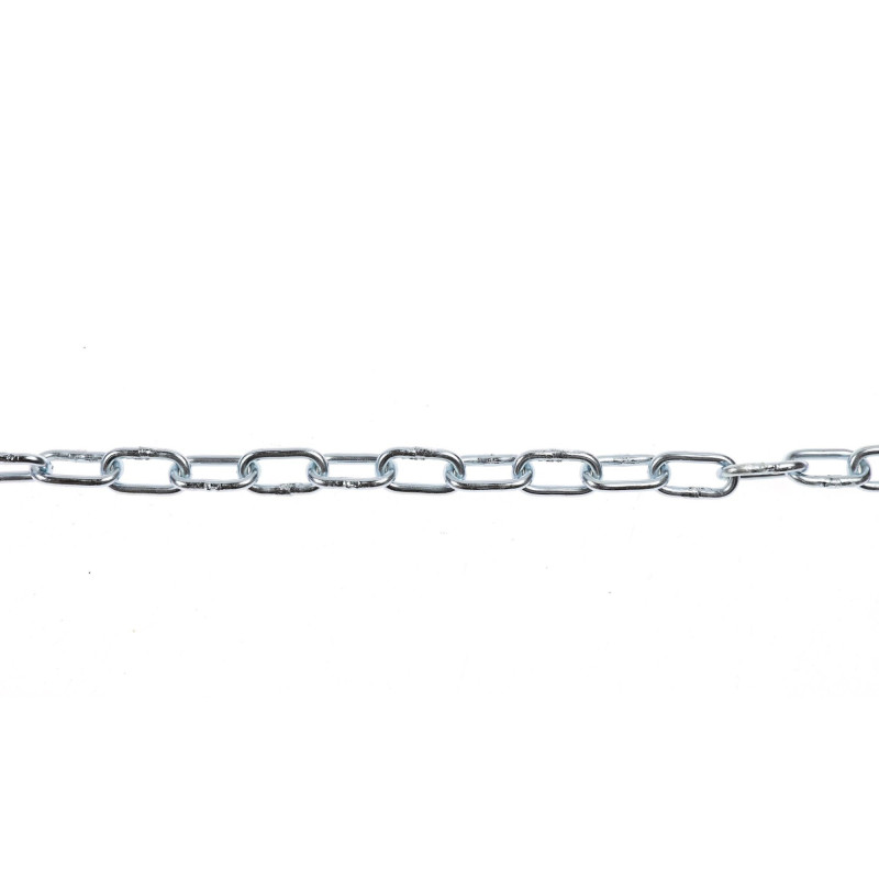 Lant din otel zinco-cromat, Cablero, pentru uz casnic / delimitari, cu za ovala, argintiu, 3.4 mm