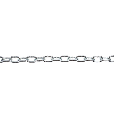 Lant din otel zinco-cromat, Cablero, pentru uz casnic / delimitari, cu za ovala, argintiu, 7.5 mm