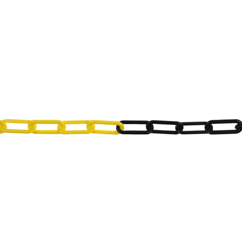 Lant din plastic, Vormann, pentru bariera, cu za ovala, galben + negru, 6 mm