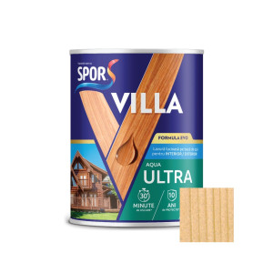 Lazura pentru lemn, pe baza de apa, Spor Villa Aqua Ultra, incolor, interior / exterior, 0.75 L