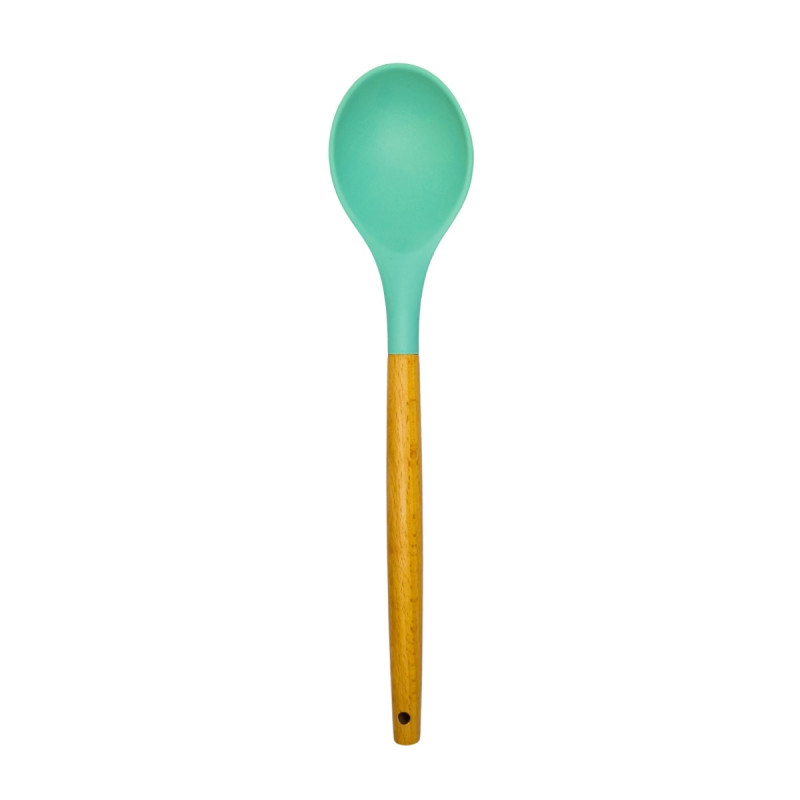 Lingura YJJY05, silicon + lemn, verde, 31.7 x 6.9 cm