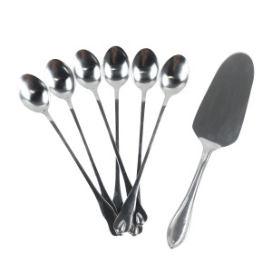Lingurita pentru desert + paleta tort, Icos, inox, set 7 bucati