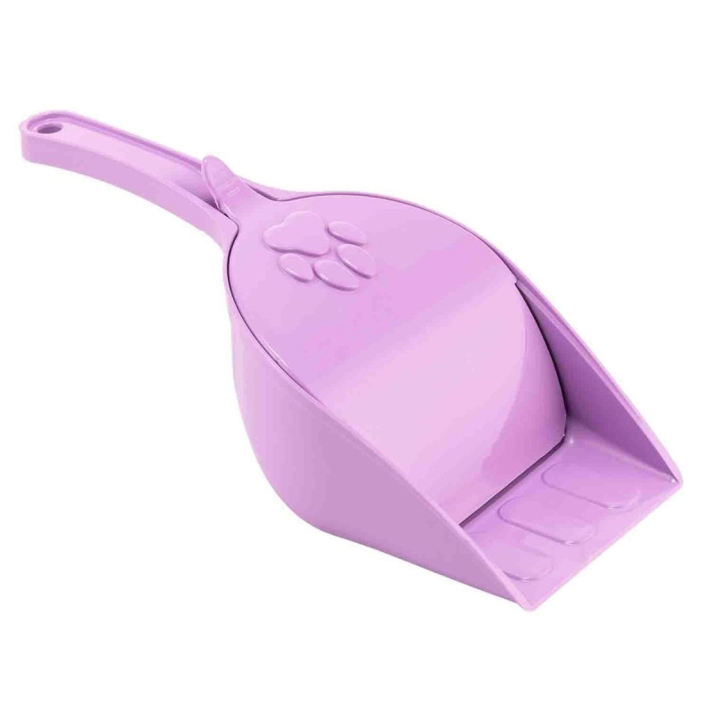 Lopatica igienica, Miau Miau, pentru litiera pisici, cu capac, plastic, fucsia, 31 x 13 x 7 cm
