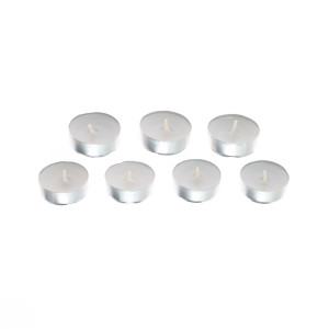 Lumanare tip pastila, aluminiu, timp ardere 4 ore, alb, punga 100 bucati