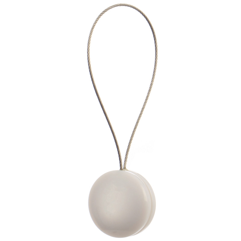 Magneti decorativi perdea si draperie, Pearls, rasina, forma rotunda, 4 cm, cu fir metalic de fixare, alb