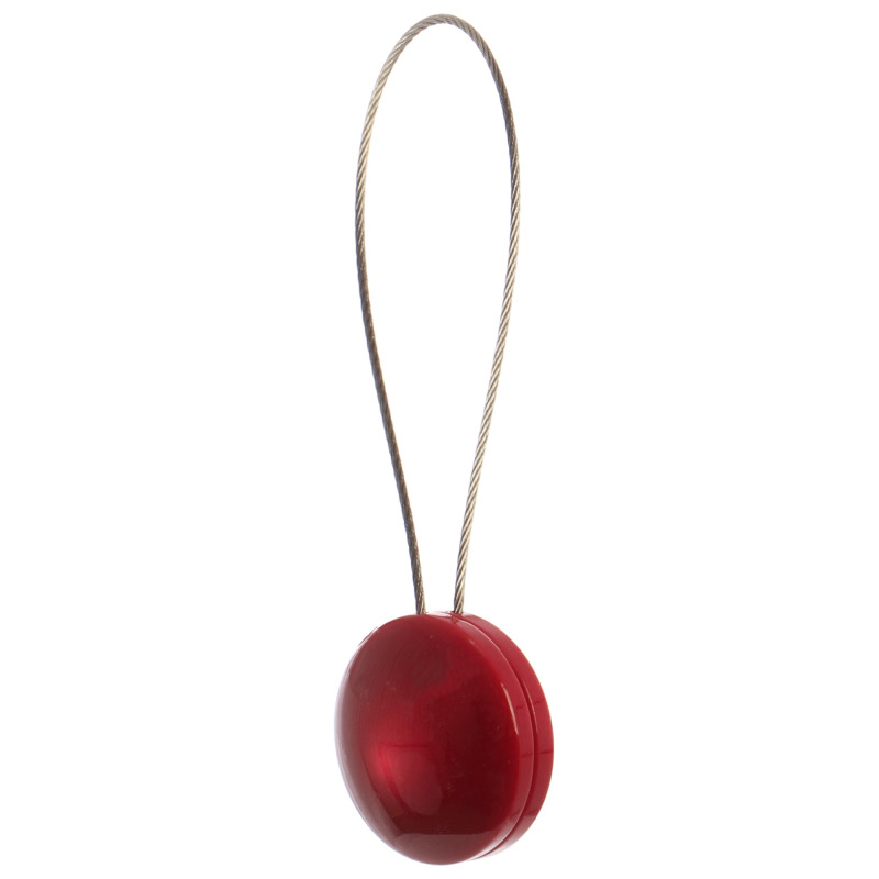 Magneti decorativi perdea si draperie, Pearls, rasina, forma rotunda, 4 cm, cu fir metalic de fixare, rosu