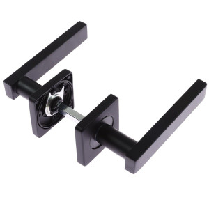 Maner cu rozeta patrata pentru usa lemn, Bali Gato BB(K) RS55, zamac, negru, 130 x 55 mm