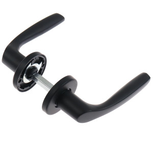 Maner cu rozeta rotunda pentru usa lemn, Clara Gato BB(K) RR50, aluminiu, negru, 130 x 50 mm