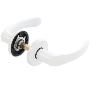 Maner cu rozeta rotunda pentru usa lemn, Sydney Gato BB(K) RR50, zamac, vopsit alb, 110 x 50 mm