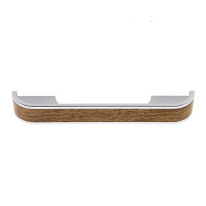 Maner pentru mobila, din plastic, finisaj crom satinat + stejar, M 489.93.152, M4 x 128 mm