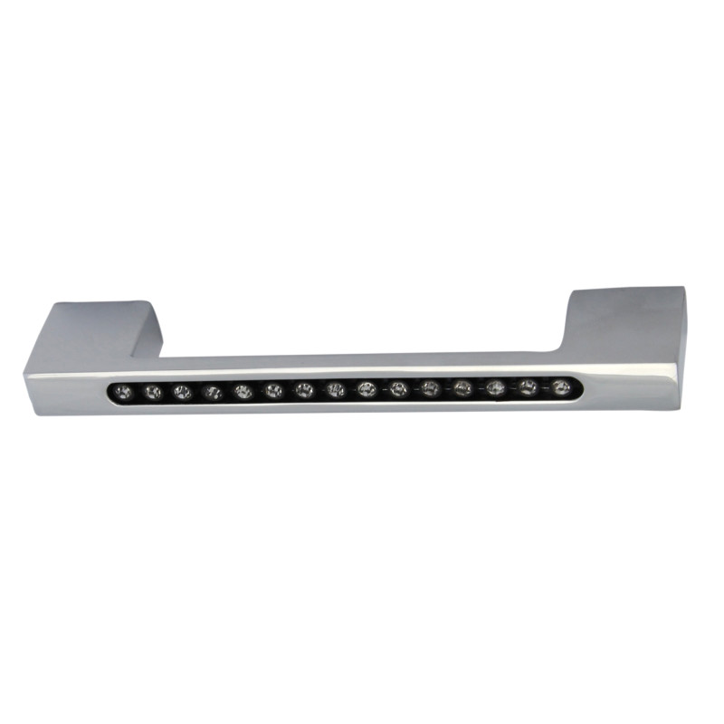 Maner pentru mobila, metalic, cu cristale, finisaj crom, M 483.87.22, M4 x 96 / 128 mm