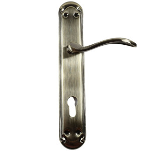 Maner usa interior, cu sild, Gato Petra, pentru cilindru, zamac, bronz antic, 90 mm